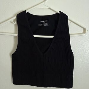 Garage Black V-Neck Ribbed Crop Top